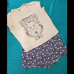 Disney sleep shorts Alice in Wonderland cotton 2X bonus free sleep t-shirt